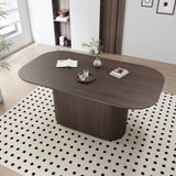 63 " MDF New Brown Style Dining Table and Regular Edge Table, 4-8 Person Dining Table, Vertical 56102959