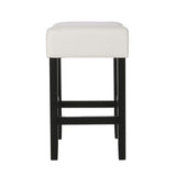 Set of 2, 26.75" Backless Leather Counter Height Barstool, Beige 74492.00FBGE