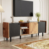 ZUN Mid Century TV Stand 3 Cabinets, Media Console Table for TVs up to 70'', Entertainment Center N710P180186B