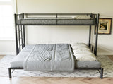 Twin Size Metal Pull-Out Bunk Bed with Guardrail and Built-In Ladder, Space-Saving Convertible Frame W1671P459794