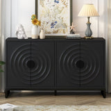 U-Style Storage Cabinet Sideboard Wooden Cabinet with Stunning Water Wave Door Design, Rubberwood N711P205934B