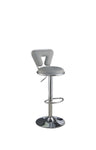 ZUN Adjustable Bar stool Gas lift Chair Gray Faux Leather Chrome Base metal frame Modern Stylish Set of HS00F1643-ID-AHD