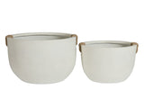 Round Concrete Planter Set of 2, Large Outdoor Indoor Handmade Rustic Decorative Planter Pots with W347P465313