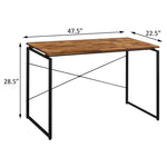 ZUN Oak and Black Writing Desk with Metal Sled Base B062P184531