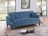 Contemporary Living Room Adjustable Blue Burnt-Out Fabric Couch Plush Storage Couch 1pc Futon B011P163902