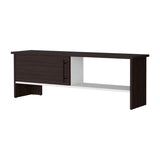Walnut and White Entertainment Center with a Door and Open Storage B062P290231