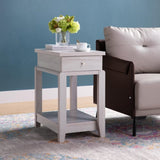 Chair Side End Table with One Drawer and Bottom Shelf, Accent Table White Oak B107131292