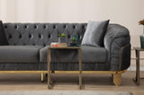 Loveseat in Grey and Gold with Fabric button-tufted velvet upholstery Finish 698781499122