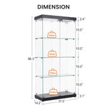 ZUN 4-Tier Glass Display Cabinet, Double Door Glass Cabinet, Four Partitions, Two Locks, Floor Standing 54482700