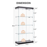 ZUN 4-Tier Glass Display Cabinet, Double Door Glass Cabinet, Four Partitions, Two Locks, Floor Standing 54482700