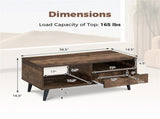 36.5" Rustic Coffee Table with Drawer & Open Shelves, Engineered Wood Center Table for Living Room 00807985
