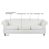 ZUN 84.65" Rolled Arm Chesterfield 3 Seater Sofa W68058494