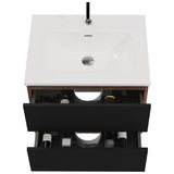 Gloria 24" Wall Mounted Soft Black & Walnut Bathroom Vanity with Integrated Ceramic Sink with W1865P252910