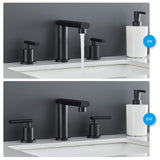 Matte Black Widespread Bathroom Faucet, Waterfall Bathroom Faucets for Sink 3 Hole, 2-Handles Modern T3177P277505
