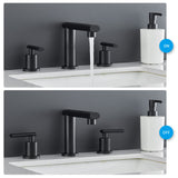 Matte Black Widespread Bathroom Faucet, Waterfall Bathroom Faucets for Sink 3 Hole, 2-Handles Modern 65389488