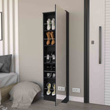 ZUN Ruan XL Shoe Rack, Mirror, Five Interior Shelves, Single Door Cabinet B128P148800