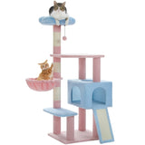 ZUN Flower Cat Tree 47.2" Multi-Level Cat Tower with Sisal Covered Scratching Posts, Cute Cat Condo for 05355028