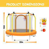 ZUN 55-inch Trampoline for Kids Indoor & Outdoor Small Toddler Trampoline with Basketball Hoop 11793411