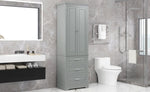 ZUN Tall Storage Cabinet with Three Drawers for Bathroom/Office, Grey WF299282AAE