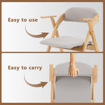 ZUN Set of 2 Wooden Folding Chairs with Padded Seats and Armrests, Portable Simple Folding Chairs with 23653264