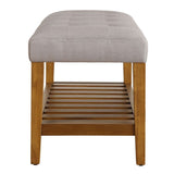 Light Grey and Oak Tufted Padded Seat Bench B062P189177