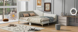Full Size Upholstered Daybed with Headboard and Armrest, Support Legs, Beige WF318303AAM