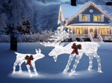 2pcs 4ft 30V 3.6W Moose Family 200LED Leather String Light Garden Moose Decoration White 86536060