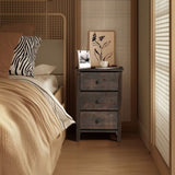 Brown MDF with solid wood veneer 66*45*68cm three-drawer bedside table 57761040