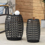 ZUN Outdoor Metal S/2 end table 73608.00BLK