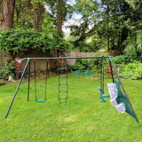 XNS076 blackish green interesting four function swingset with face to face metal plastic safe swing W1711110906
