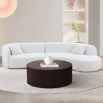 ZUN Artisanal Round MDF Coffee Table with Handcrafted Relief and Stunning Painting Finish, Brown W87676999