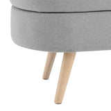 Ottoman Oval Storage Bench, Rubber Wood Legs, Grey W48764884