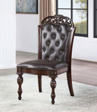 Traditional Set of 2pcs Side Chairs Brown Cherry Solid wood Espresso Leatherette Tufted Formal B011P197299