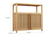 Neutral Bathroom Storage Cabinet,Bamboo Storage Cabinet with Doors for Bathroom Living Room 64071267