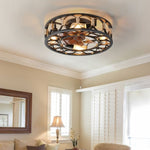 ZUN Caged Ceiling Fan with Lights Remote Control, Low Profile Flush Mount Farmhouse Modern Ceiling fans, W1340103796