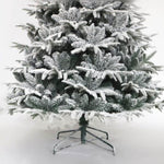 ZUN Snow Flocked Christmas Tree 7ft Artificial Hinged Pine Tree with White Realistic Tips Unlit W49819948