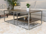 ZUN Padena Metal Frame Wood Living Room Coffee Table with Shelf T2574P164650