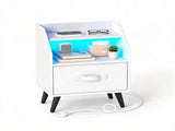 LED Nightstand with Charging Station, 16 Color RGB Remote Controlled Bedside Table with 2 AC Outlets 50953806