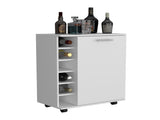 Bar -coffee cart 32" H, Kitchen or living room cabinet storage with 4 wheels, with 6 bottle racks, a B097133388