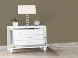 Sterling Modern style Mirror Framed Nightstand Made with Wood in White 808857739766