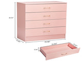 25.98"*12.99"*30.42" 4-Drawer Cabinet Faux Rose Gold Handles Pink 52552978