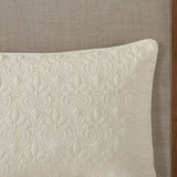3 Piece Split Corner Pleated Quilted Bedspread Cream King B03597562