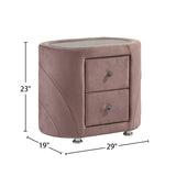 Velvet Upholstered Nightstand with 2 Drawers, Pink B016P257208