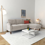 Convertible Combination Sofa Sofa L-Shaped Sofa with Footstools with Storage, Beige Sofa for Living W2012126501