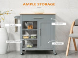 Compact Kitchen Island Cart on Wheels, Rolling Utility Trolley Cart Grey-AS 74493128