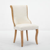 Snow Velvet Dining Chairs, Mid-Century Style with Curved Wood Trim & Sculpted Legs, Upholstered W1143P332691