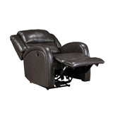 Modern Living Room Furniture 1pc Power Reclining Chair Brown Faux Leather Upholstery Plush Seating B011P256235