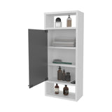 FM FURNITURE Pine Like Medicine Cabinet with Mirrored Door and Open Storage, White B128P301386