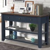 48'' Solid Pine Wood Top Console Table, Modern Entryway Sofa Side Table with 3 Storage Drawers and 2 W120246667