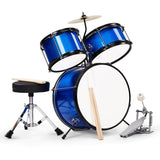 14"x10" 3-Pieces Junior Kids Drum Set Kit Pedal Drum Stick Wrench Drum Stool Dark blue 27761047